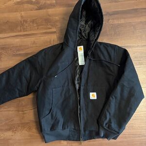 Carhartt Quilted Black Hooded Jacket